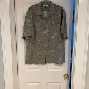 Tommy Bahama - 100% Silk- Gray Palm Tree Print Shirt